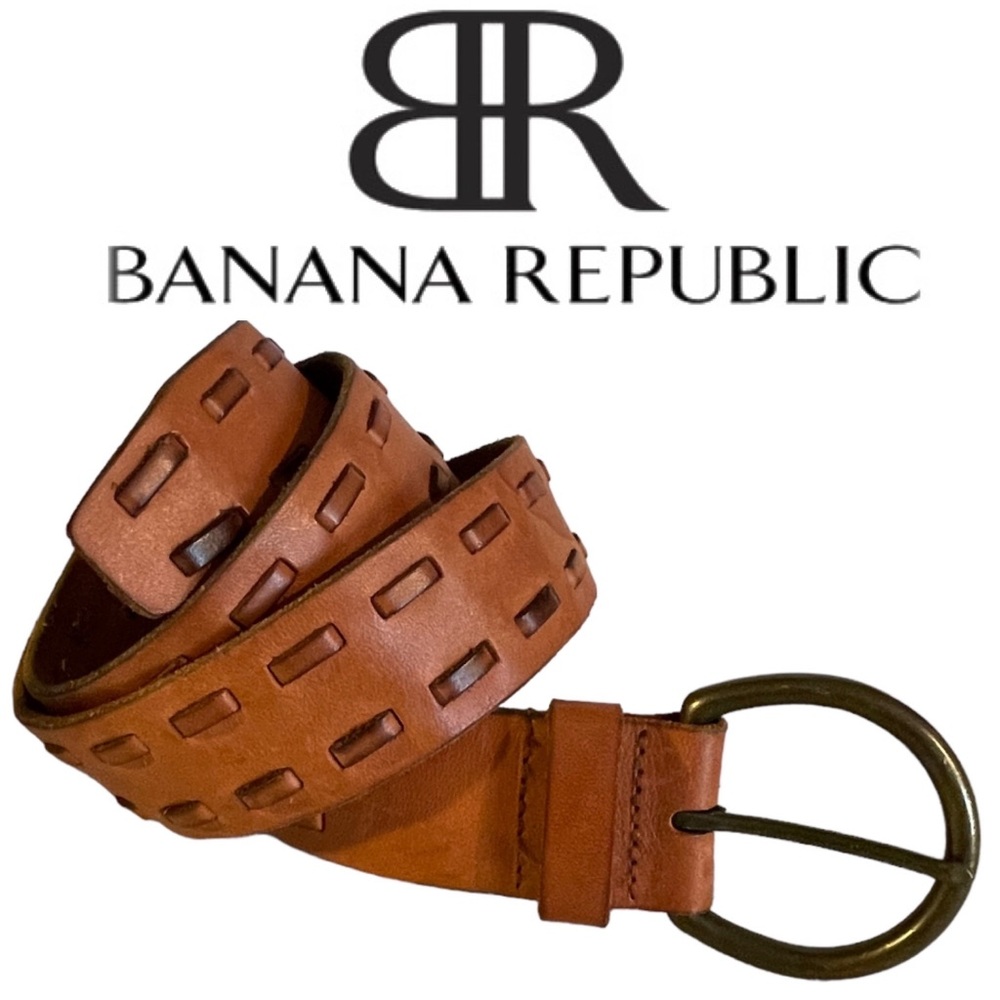 Banana Republic Soft Golden Honey Brown Leather Belt Size Small Whip Stitch